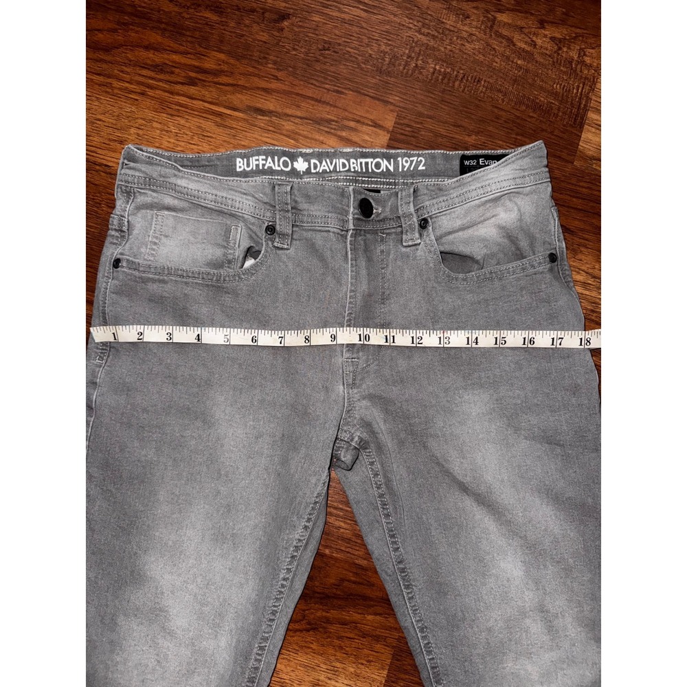 Buffalo David Bitton Evan-X Mens Grey Slim Straight Stretch Jeans W32 L32 - Picture 3 of 7